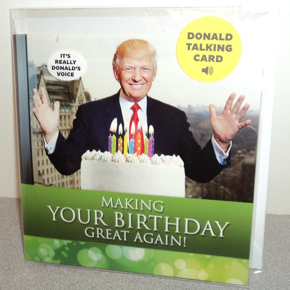 Donald Trump New 6" x 6" Sound Happy Birthday Greeting Card Envelop